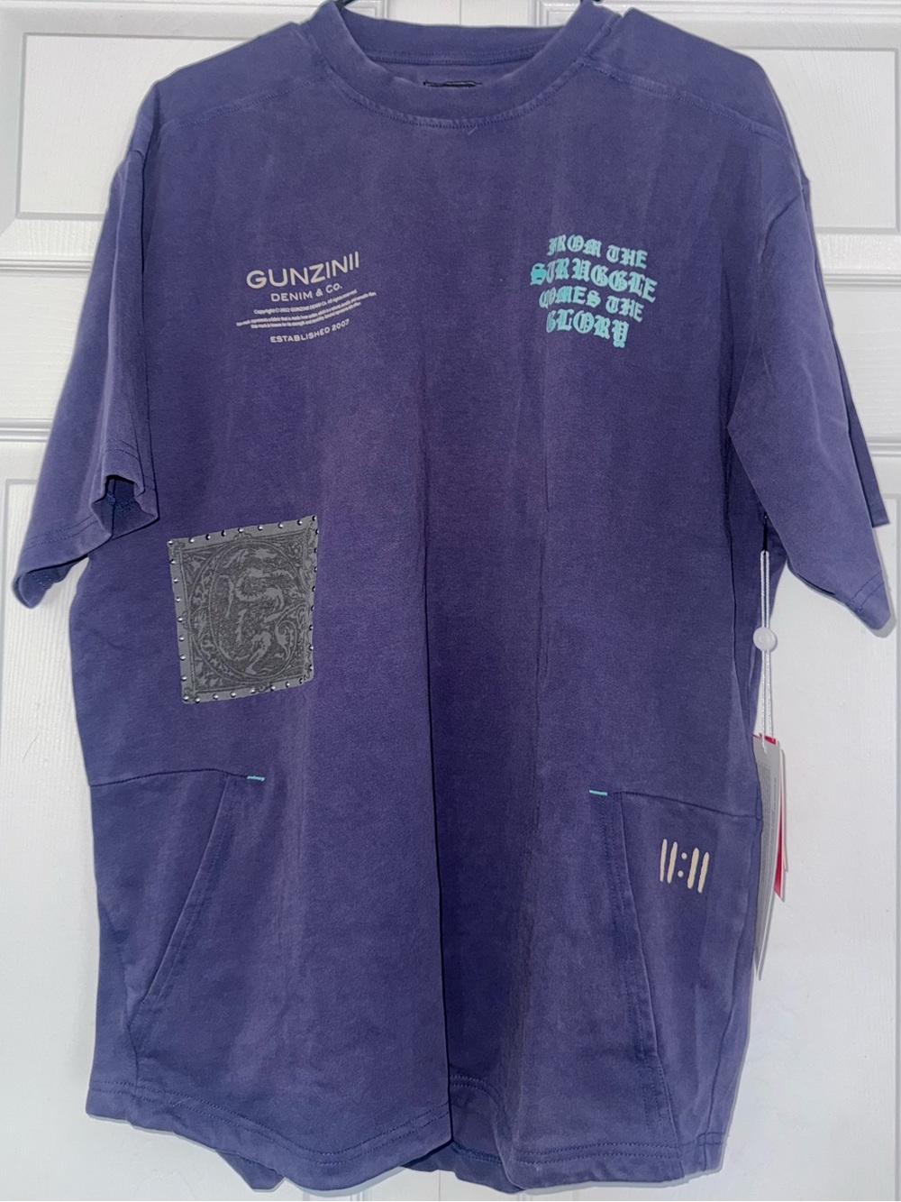 GUNZINII Purple Graphic Pocket Tee